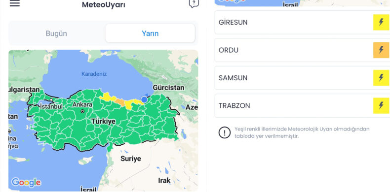 Meteoroloji Uyarılarını 08.07.2024 tarihi içinde yaptı